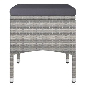 Бистро комплект от 5 части, полиратан и закалено стъкло, сив