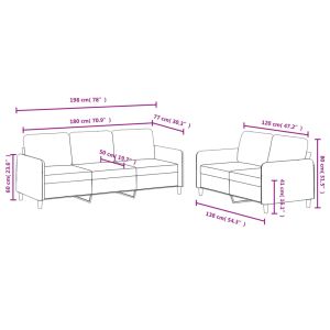 Комплект дивани от 2 части, светлосив, кадифе