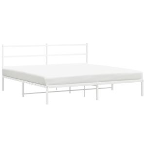 Метална рамка за легло с горна табла, черна, 193x203 см