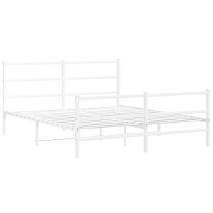 Метална рамка за легло с горна и долна табла, бяла, 150x200 см