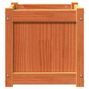 Градински сандък, восъчнокафяв, 40x40x40 см, борово дърво масив