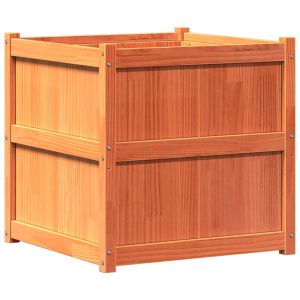 Градински сандък, восъчнокафяв, 70x70x70 см, борово дърво масив