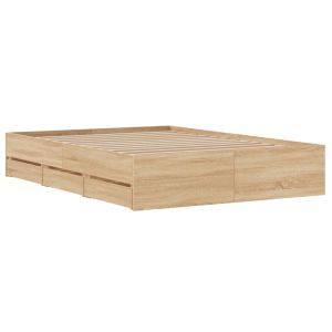Рамка за легло с чекмедже дъб сонома 120x200 см инженерно дърво