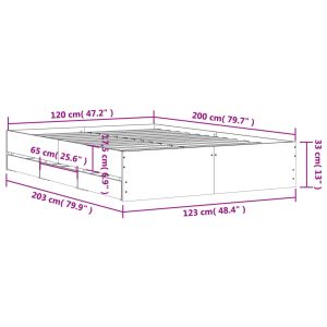 Рамка за легло с чекмедже дъб сонома 120x200 см инженерно дърво