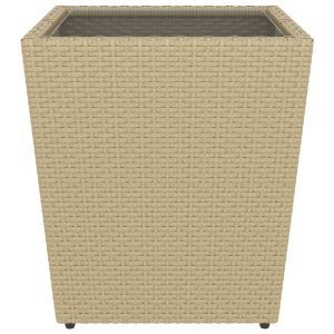 Градински комплект, 5 части, полиратан и закалено стъкло, бежов