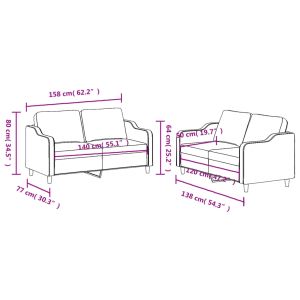 Комплект дивани от 2 части с възглавници, светложълт, плат