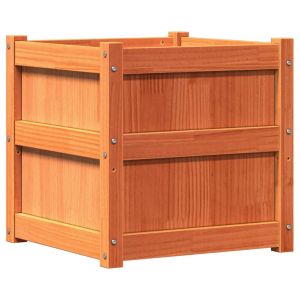 Градински сандък, восъчнокафяв, 50x50x50 см, борово дърво масив