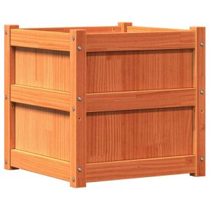 Градински сандък, восъчнокафяв, 50x50x50 см, борово дърво масив