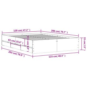 Рамка за легло с чекмедже опушен дъб 120x200 см инженерно дърво