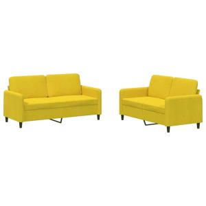 Комплект дивани от 2 части, жълт, кадифе