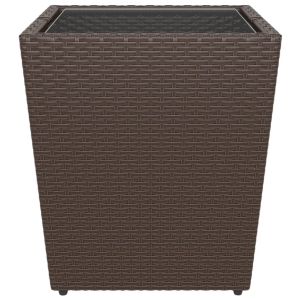 Бистро комплект от 5 части, полиратан и закалено стъкло, кафяв