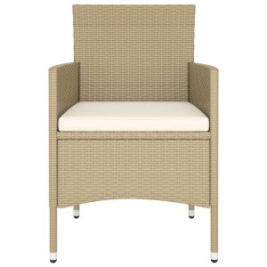 Градински комплект, 5 части, полиратан и закалено стъкло, бежов