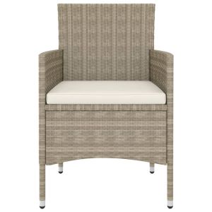 Комплект градински стол и табуретка от 4 части полиратан бежов