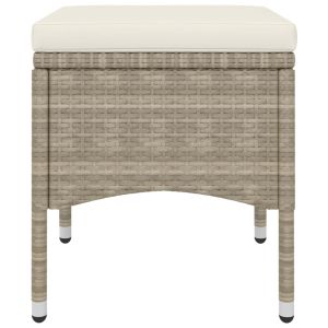 Комплект градински стол и табуретка от 4 части полиратан бежов