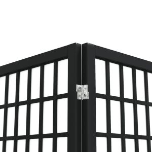 Параван за стая, 4 панела, японски стил, 160х170 cм, черен