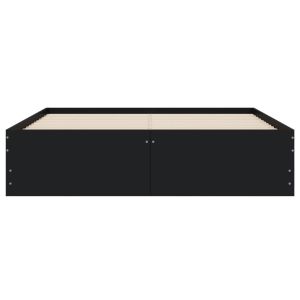 Рамка за легло с чекмеджета, черна, 120x190 см, инженерно дърво