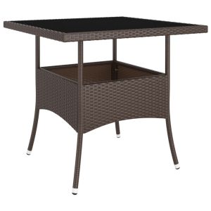 Градински трапезен комплект от 5 части, кафяв, полиратан