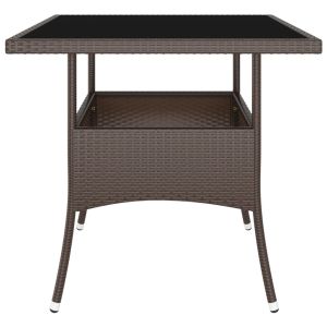 Градински трапезен комплект от 5 части, кафяв, полиратан