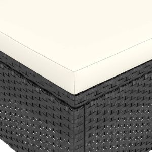 Комплект градински стол и табуретка, 4 части, полиратан, черен