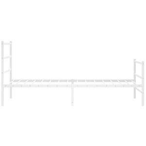 Метална рамка за легло с горна и долна табла, бяла, 107x203 см