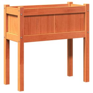 Градинска кашпа с крака, восъчнокафяв, 70x31x70 см, бор масив