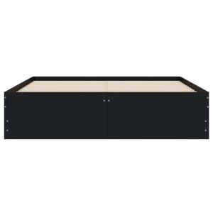Рамка за легло с чекмеджета, черна, 120x200 см, инженерно дърво