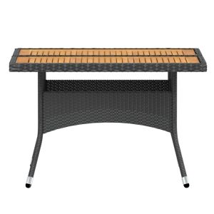 Градински комплект, 5 части, полиратан и акация, черен