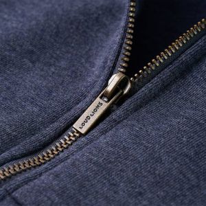 Детски суитшърт с качулка и цип, тъмносин меланж, 128
