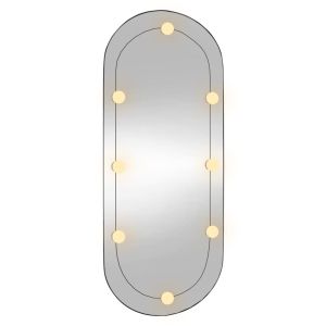 Стенно огледало с LED лампи 45x100 см стъкло овално
