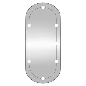 Стенно огледало с LED лампи 45x100 см стъкло овално