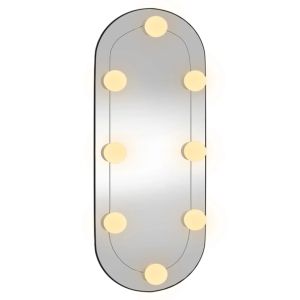 Стенно огледало с LED лампи 25x60 см стъкло овално