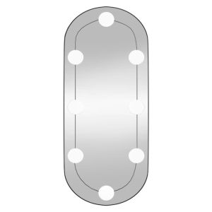 Стенно огледало с LED лампи 25x60 см стъкло овално