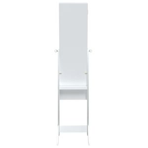Стоящо огледало с LED, бяло, 34x37x146 см