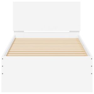 Рамка за легло с табла, бяла, 90x200 см, инженерно дърво
