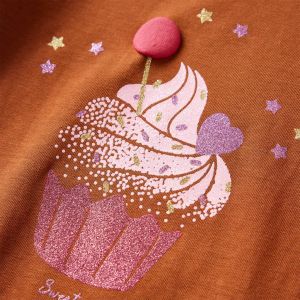 Детска тениска с дълъг ръкав, коняк, 116