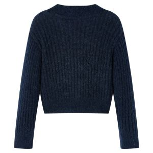 Детска жилетка, плетена, тъмносиня, 140