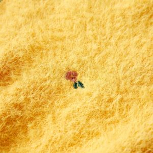 Детски плетен пуловер, охра, 128