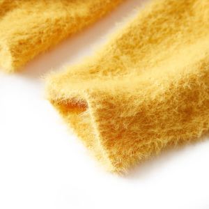 Детски плетен пуловер, охра, 128