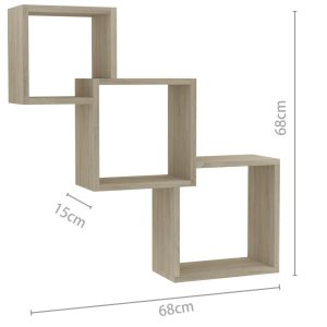Квадратни стенни рафтове дъб сонома 68x15x68 см инженерно дърво