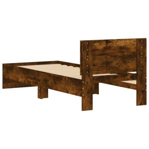 Рамка за легло, без матрак, с табла, опушен дъб, 90x200 см
