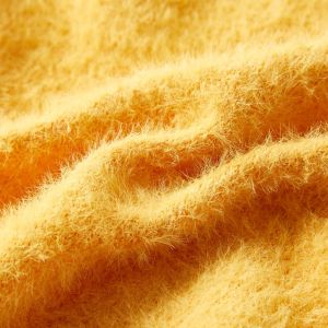 Детски плетен пуловер, охра, 140