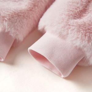 Детско яке от изкуствен косъм, бледорозово, 116