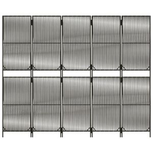 Параван за стая, 5 панела, сив, полиратан