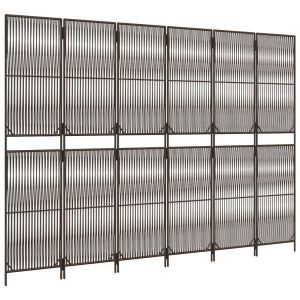 Параван за стая, 6 панела, кафяв, полиратан