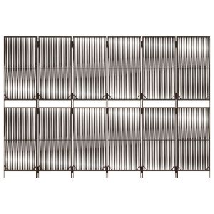 Параван за стая, 6 панела, кафяв, полиратан