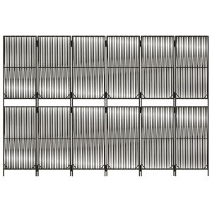 Параван за стая, 6 панела, сив, полиратан