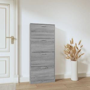 Шкаф за обувки, сив сонома, 59x17x150 см, инженерно дърво