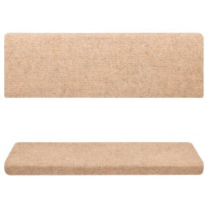 Изтривалки за стълби, самозалепващи се, 15 бр., 65x21x4 см, светлокафяви, с правоъгълен ръб