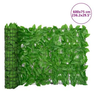 Балконски параван за уединение с зелени листа 600x75 см