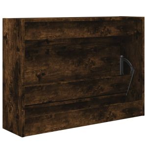 Шкаф за обувки, опушен дъб, 80x21x57 см, инженерно дърво